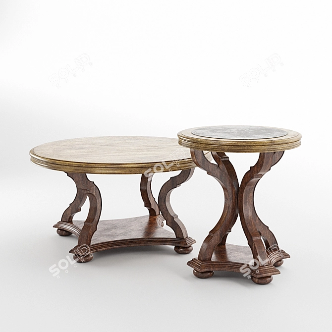 Elegant Archivist Round Cocktail Table 3D model image 1