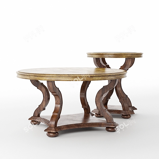 Elegant Archivist Round Cocktail Table 3D model image 2