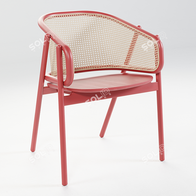 Elegant Rattan Armchair: Cane Collection 3D model image 1