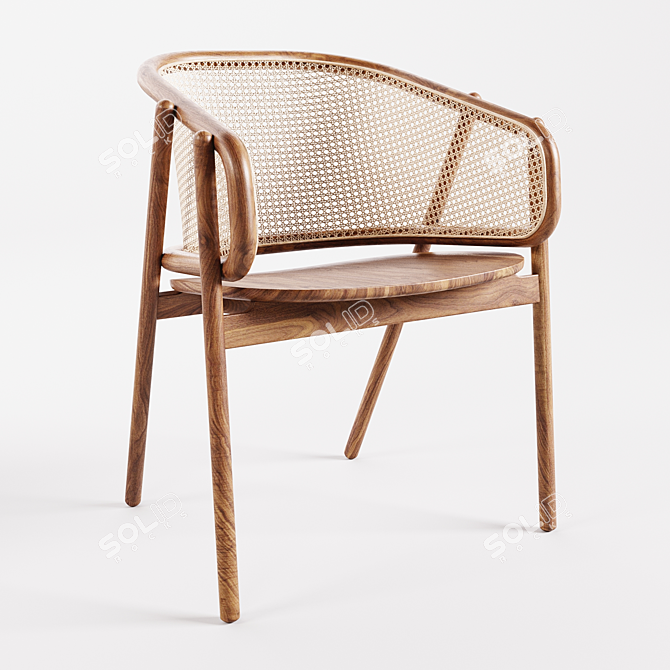 Elegant Rattan Armchair: Cane Collection 3D model image 4