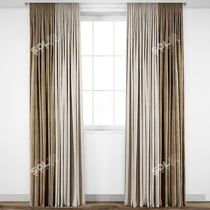 Detailed Curtain Model: 3ds Max 2011, 2014, Obj 3D model image 1