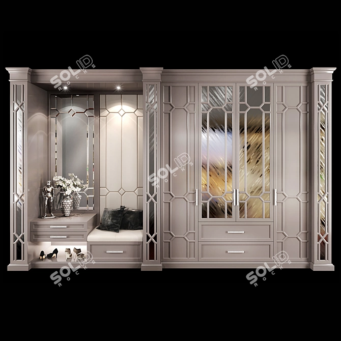 Modern Hallway Wardrobe Set 3D model image 1