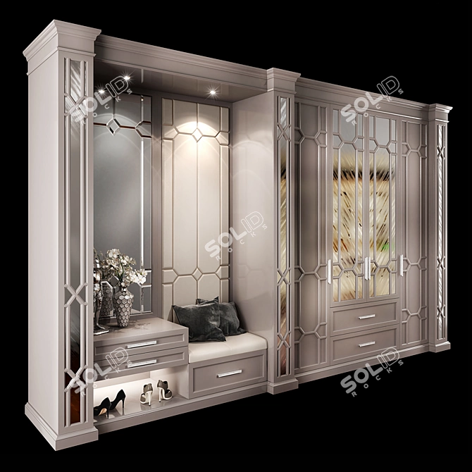 Modern Hallway Wardrobe Set 3D model image 2