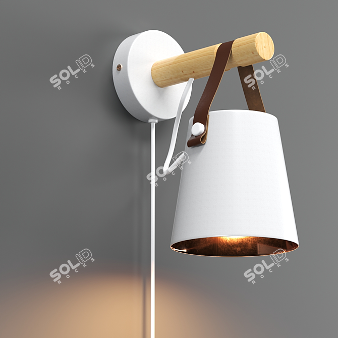 Leather Wall Lamp: Black & White Options 3D model image 1