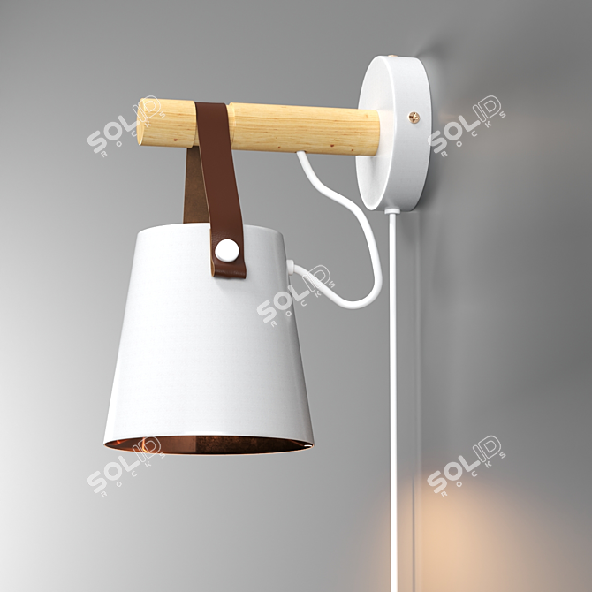 Leather Wall Lamp: Black & White Options 3D model image 3