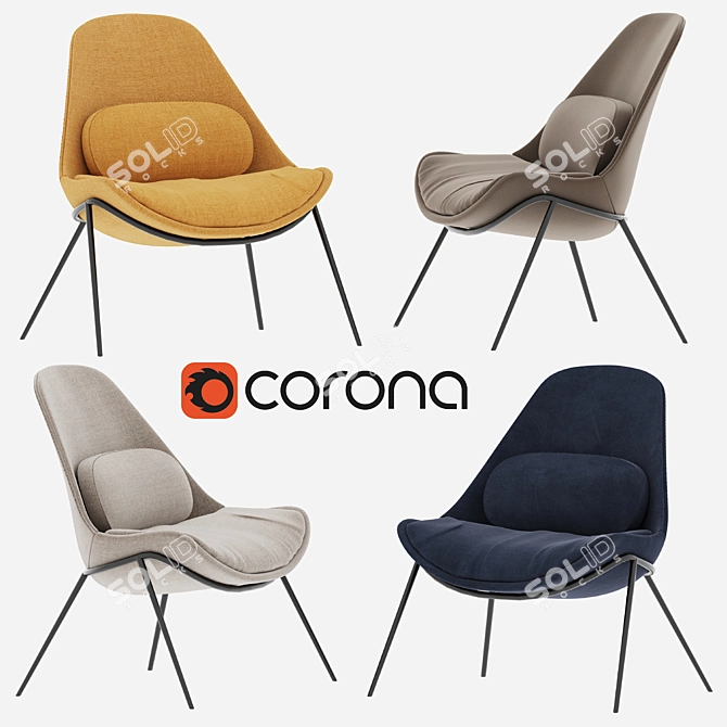 Comfort Fabric Lounger: Stylish and Cozy 3D model image 1