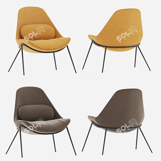 Comfort Fabric Lounger: Stylish and Cozy 3D model image 2