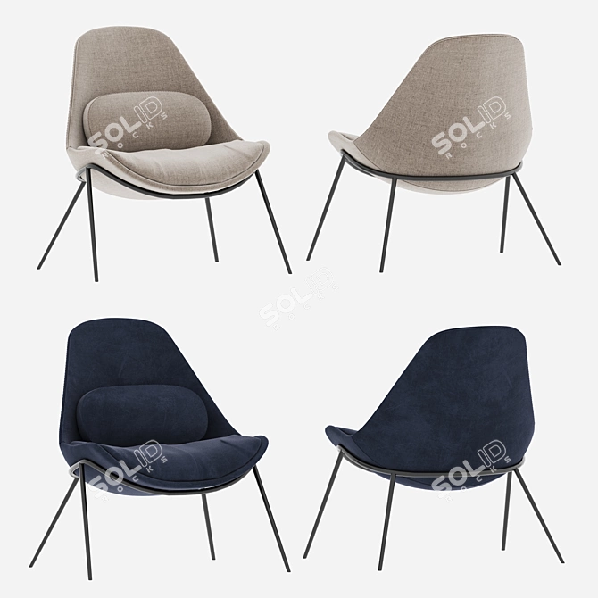 Comfort Fabric Lounger: Stylish and Cozy 3D model image 3