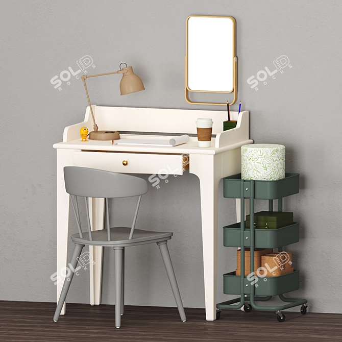 Modern IKEA Workstation Set 3D model image 1