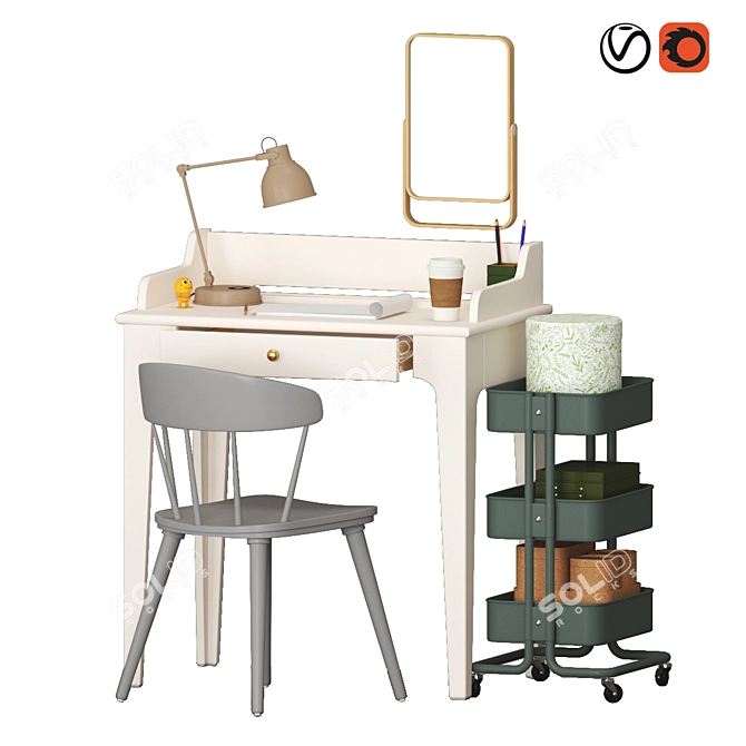 Modern IKEA Workstation Set 3D model image 2