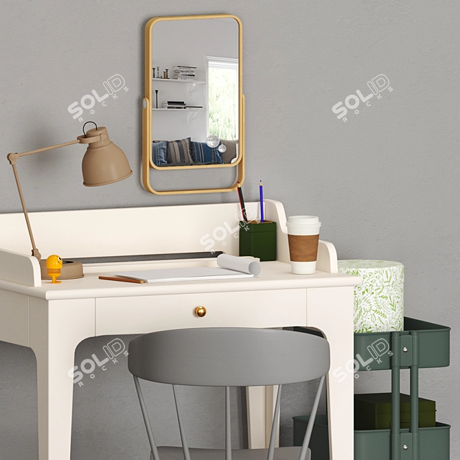 Modern IKEA Workstation Set 3D model image 4