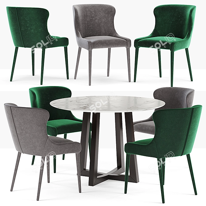 Sloan Cross Round & Claudia Dining Set 3D model image 1