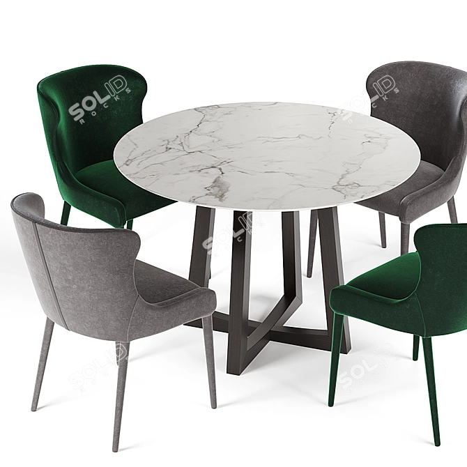 Sloan Cross Round & Claudia Dining Set 3D model image 2