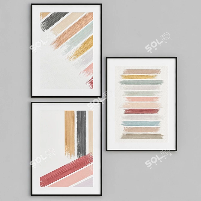 Brush Strokes Abstract Background 3D model image 1