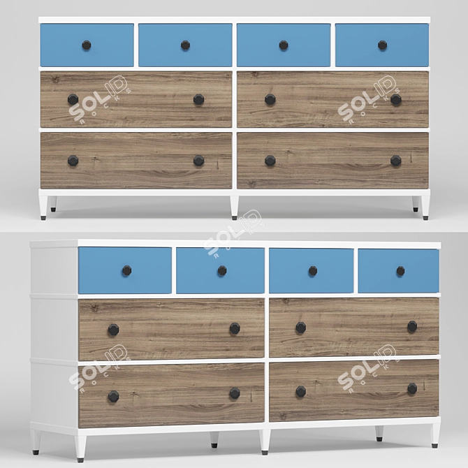 Versatile Wooden Chest of Drawers 3D model image 2