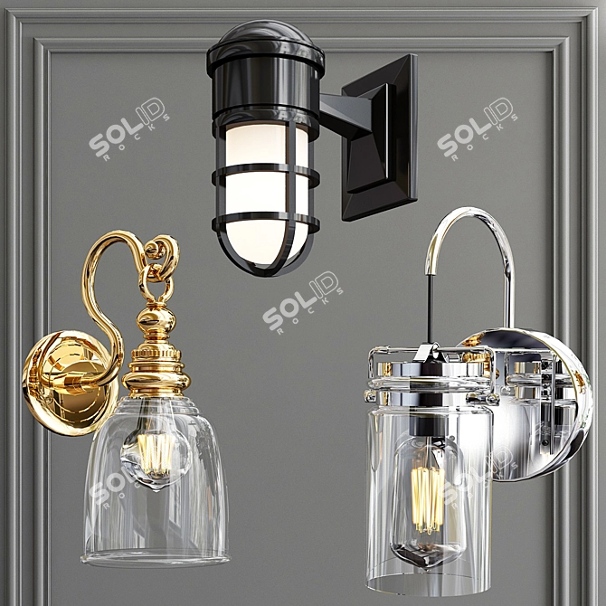 Elegant Wall Sconce Collection 3D model image 5