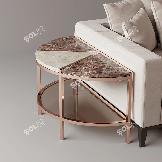 Morgan Marble Coffee Table: Stylish Checkered Design 3D model image 4