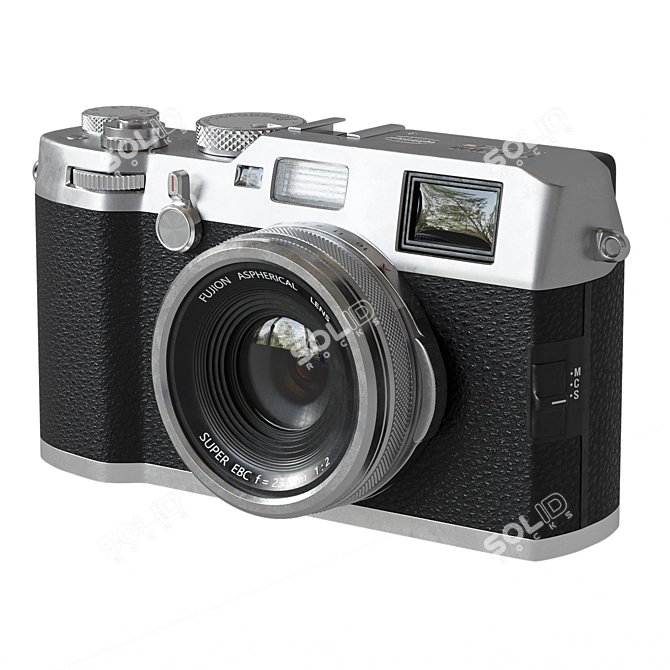 Premium Fujifilm X100F: Compact Silver Camera 3D model image 1