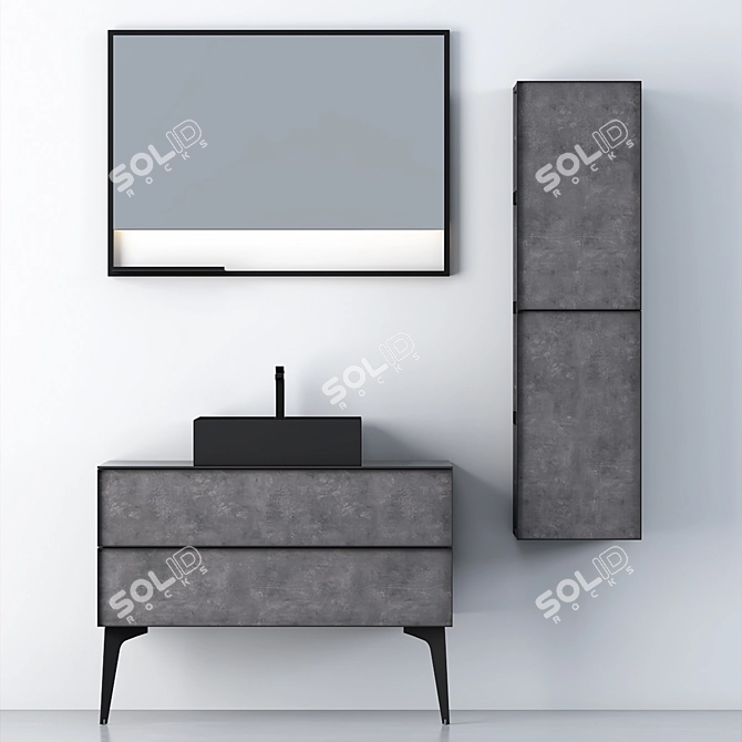 Modern Bathroom Cabinet Set | Sleek Design 3D model image 1