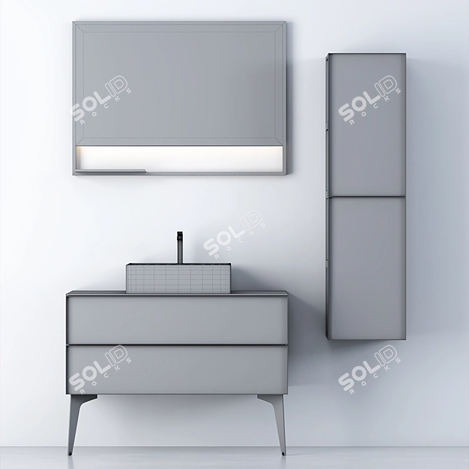 Modern Bathroom Cabinet Set | Sleek Design 3D model image 3