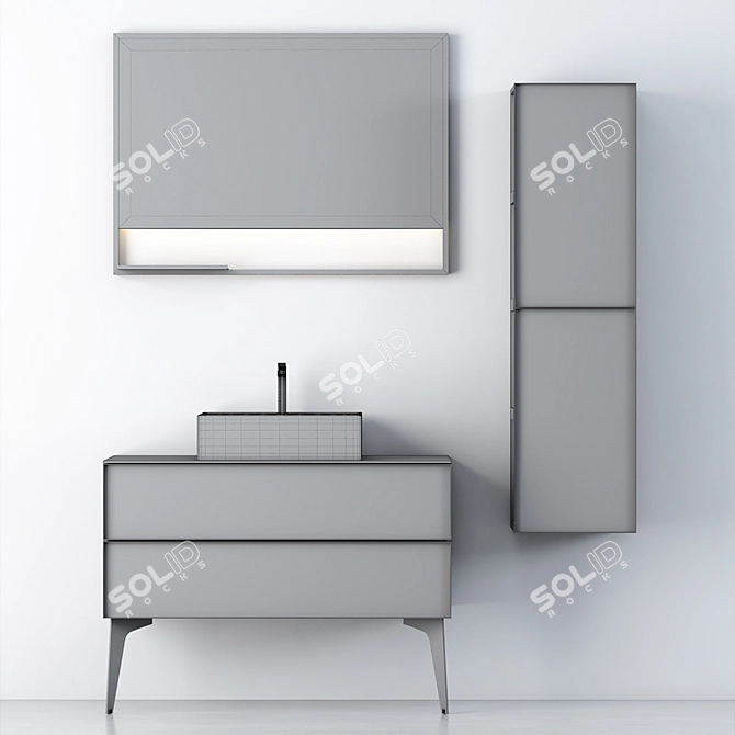 Modern Bathroom Cabinet Set | Sleek Design 3D model image 5