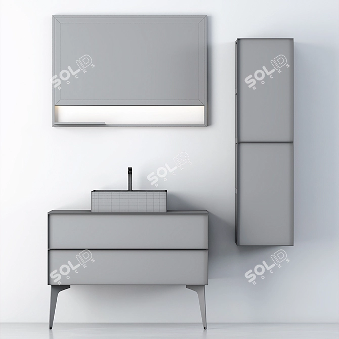 Modern Bathroom Cabinet Set | Sleek Design 3D model image 7