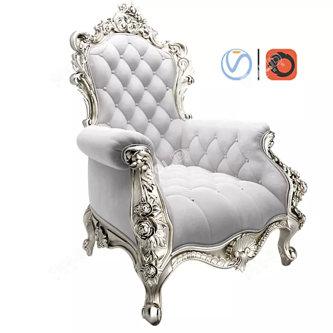 Opulent Classic Armchair: Royal Elegance 3D model image 2