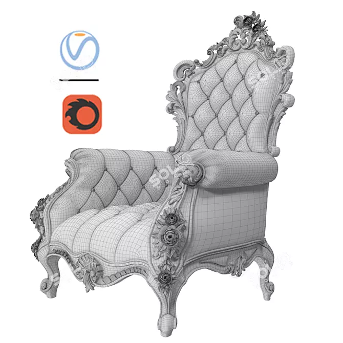Opulent Classic Armchair: Royal Elegance 3D model image 3
