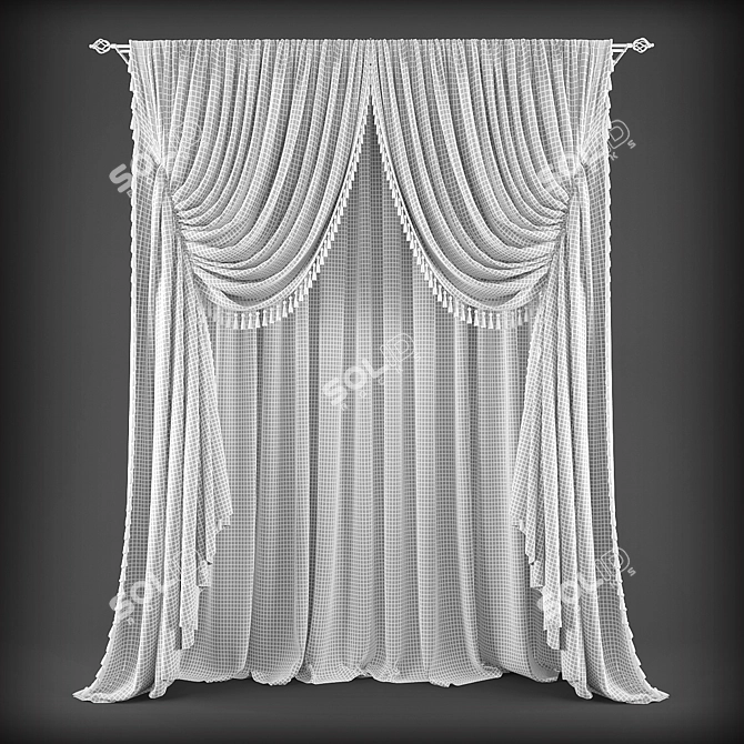 Polyester Curtain Panels 3D model image 2
