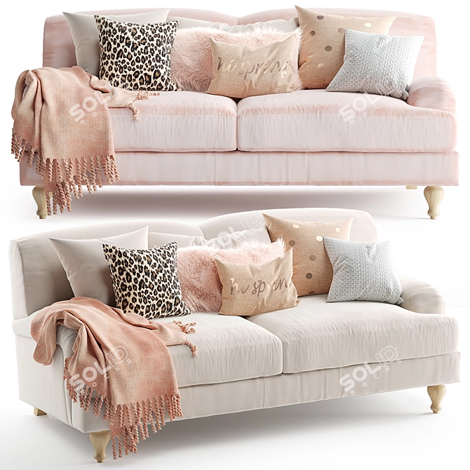 Elegant Rose 2-Seater Sofa 3D model image 1