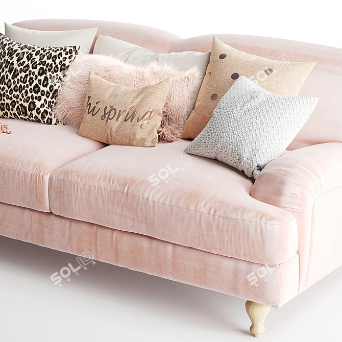 Elegant Rose 2-Seater Sofa 3D model image 3