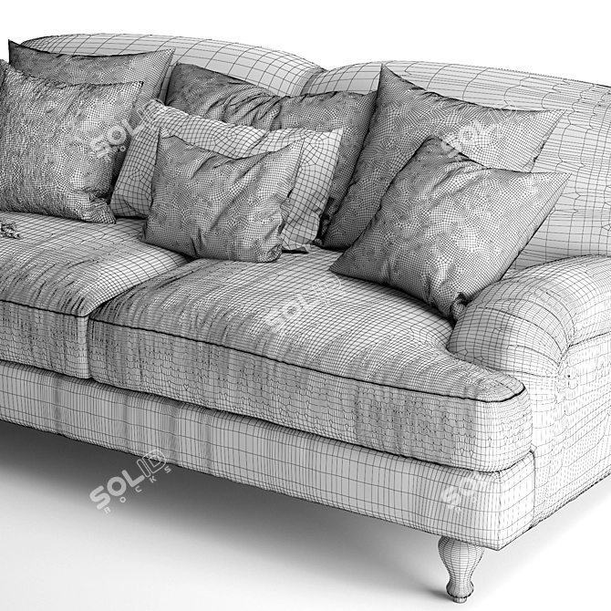 Elegant Rose 2-Seater Sofa 3D model image 5