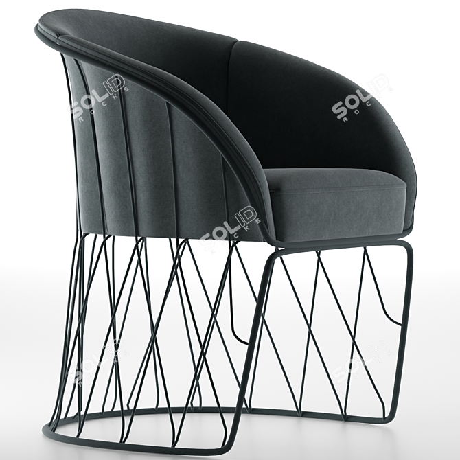 Sleek Metal Leg Armchair 3D model image 2