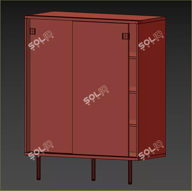 Sleek White Shoe & Storage Cabinet 3D model image 5