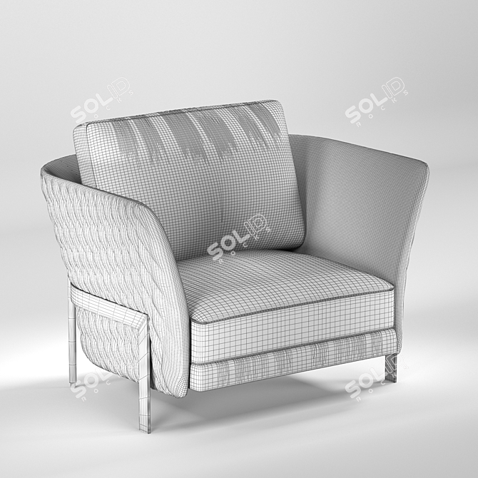 Elegant Upholstered Armchair - Timeless Design 3D model image 4