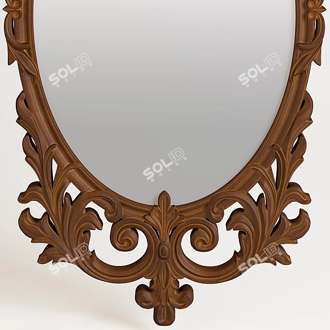 Elegant Golden Wood Mirror 3D model image 4