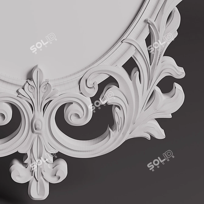 Elegant Golden Wood Mirror 3D model image 5