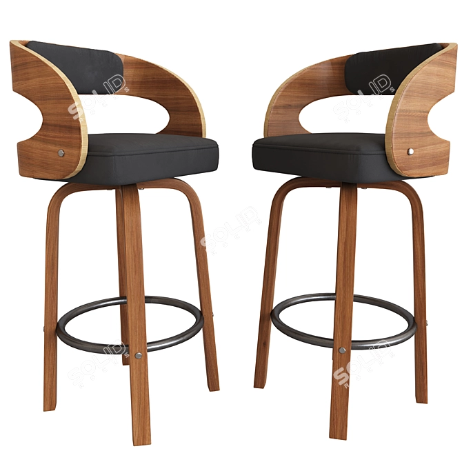 Sleek and Compact Barstool 3D model image 1