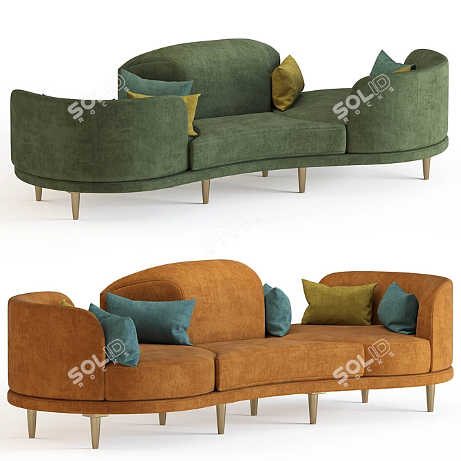 Velvet Dervisci Couch: Luxurious & Stylish 3D model image 1