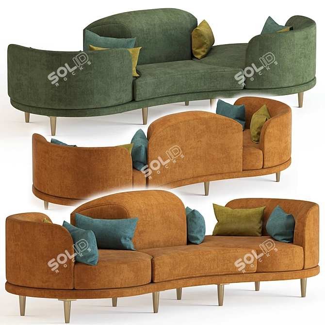 Velvet Dervisci Couch: Luxurious & Stylish 3D model image 5