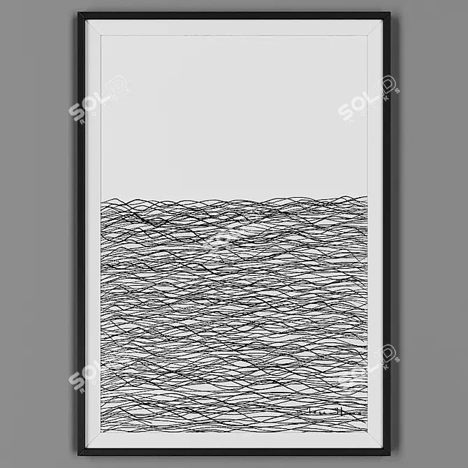 Modern Black Framed Artwork 3D model image 1