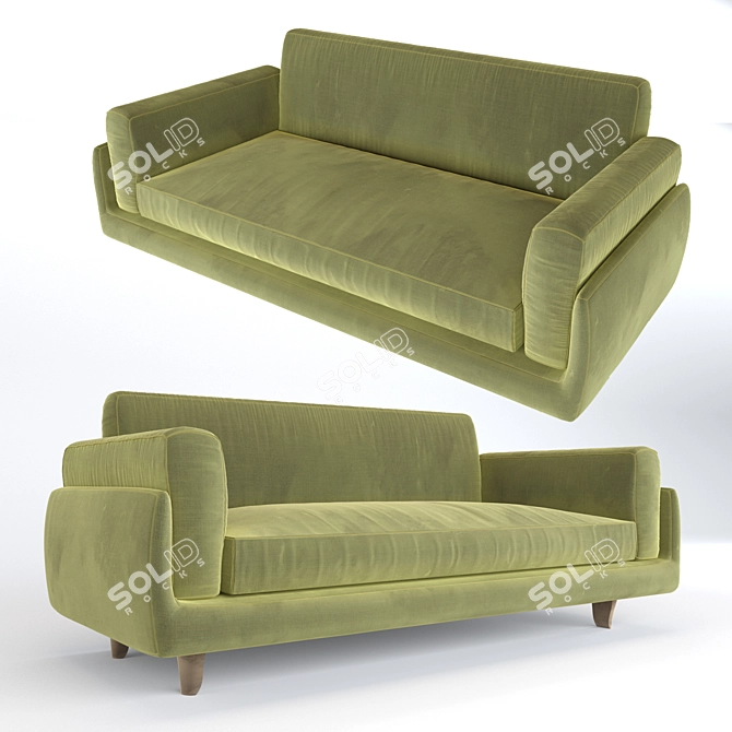 Effortlessly Elegant Olive Sofa 3D model image 1