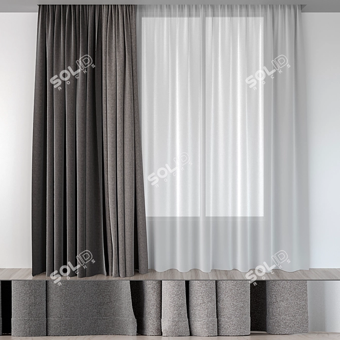  Elegant Gray Curtains - 3000*3000mm 3D model image 1