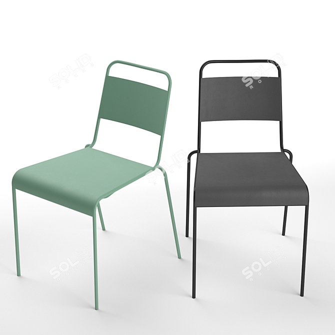 Sleek Black Stackable Chair 3D model image 3