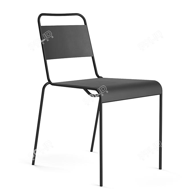 Sleek Black Stackable Chair 3D model image 4