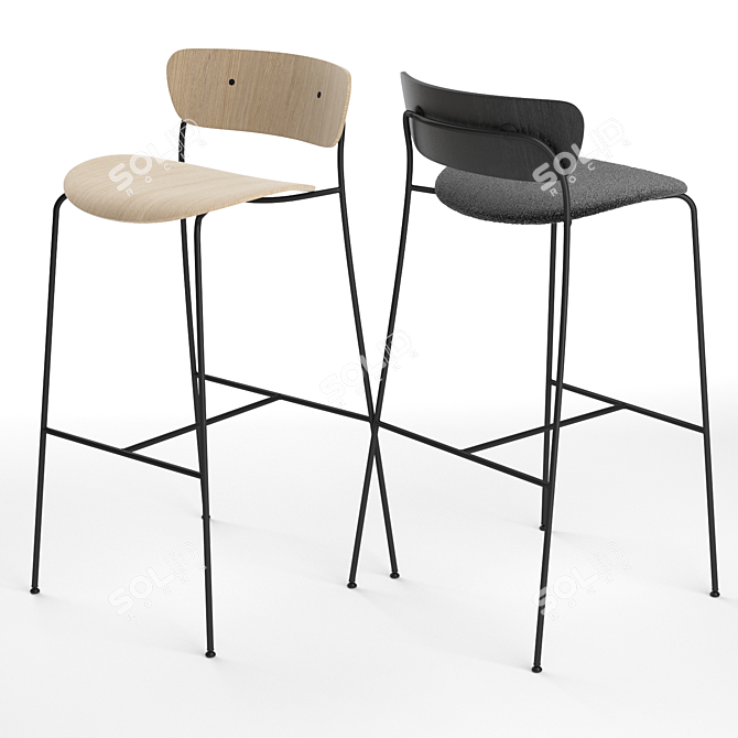 Sleek Pavilion AV7 AV9 Bar Stool 3D model image 2