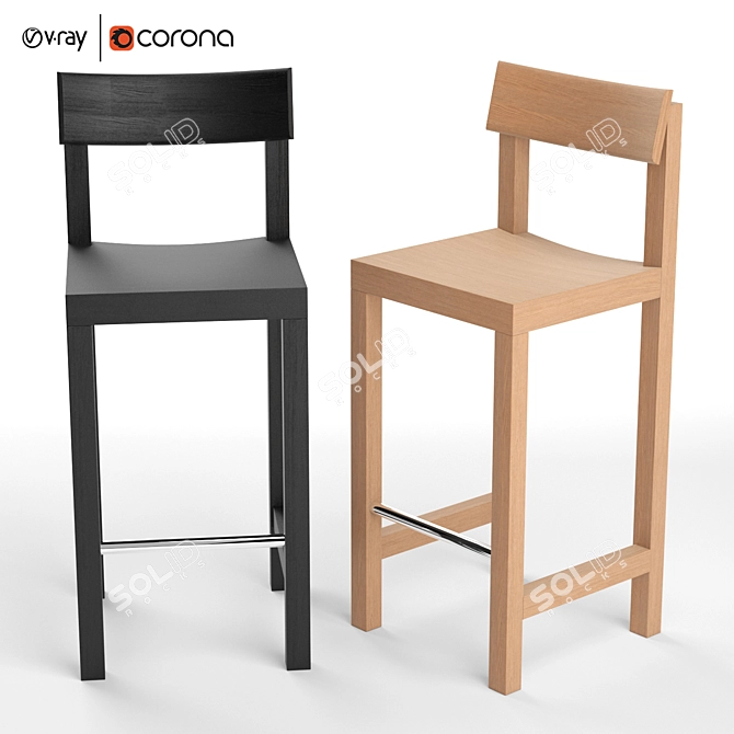 Modern Minimalist Primo Bar Stool 3D model image 1