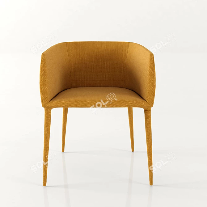 Modern Mustard Upholstered Chair 3D model image 2