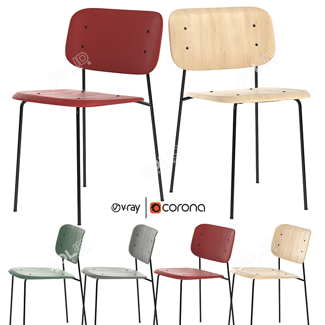 Sleek Soft Edge 10 Chair 3D model image 1