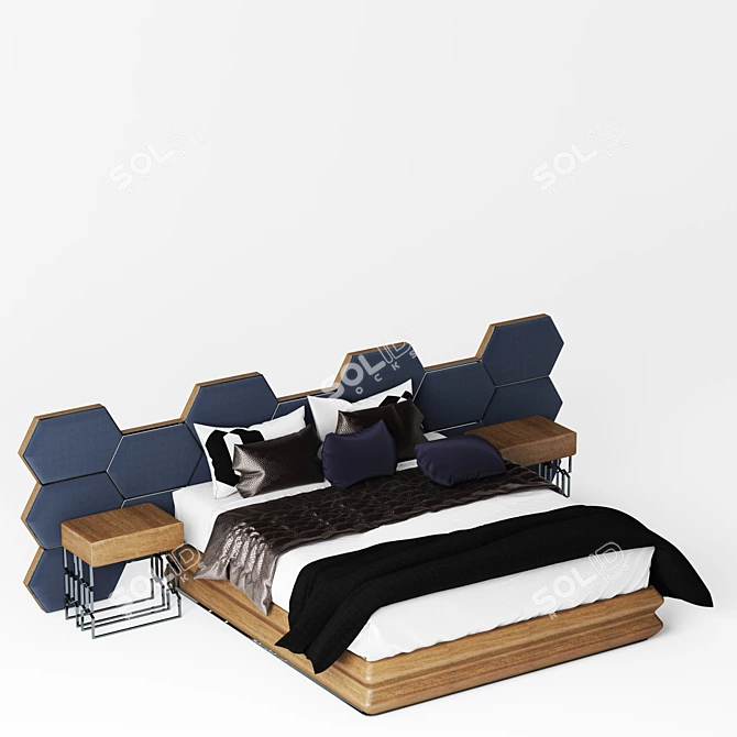 Hexagonal Dreams: Unique Bed Designs! 3D model image 3